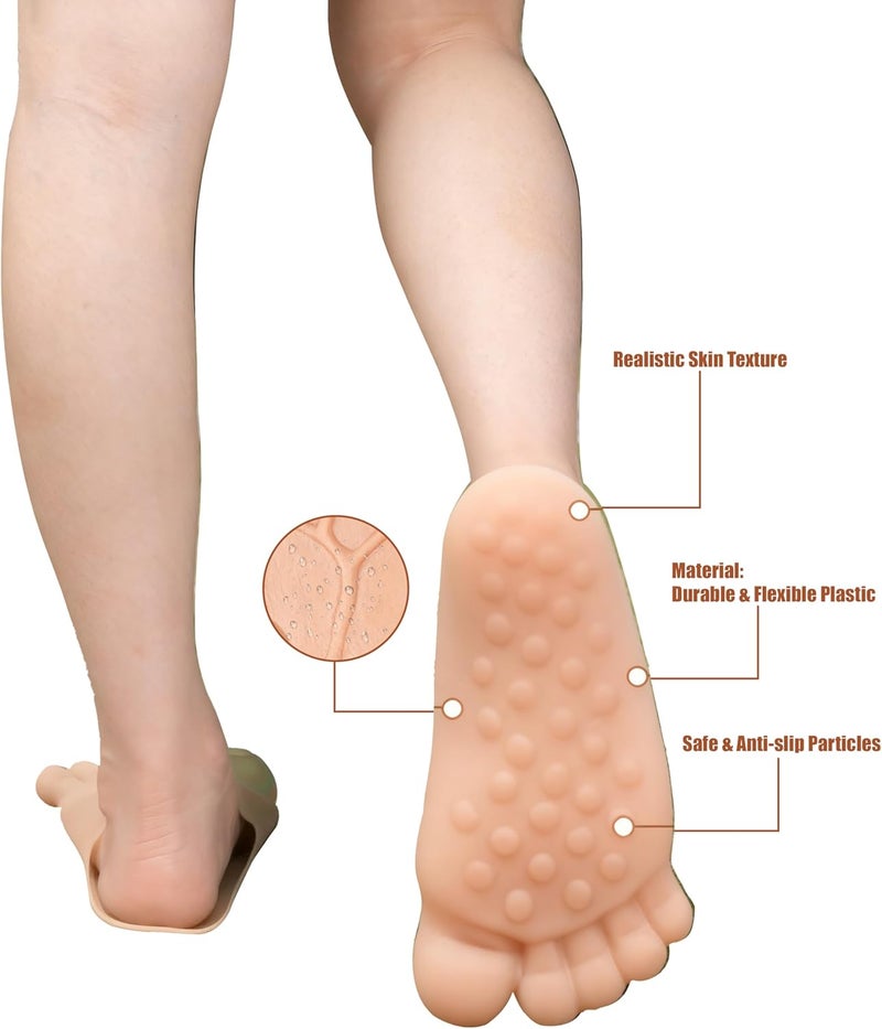 Chambom Funny Feet Slippers - Gag Gifts, Funny White Elephant Gifts Costumes Barefoot Slippers Novelty Plastic Costume Feet Toe Shoe Big Foot Realistic Costume Accessories - Image 3
